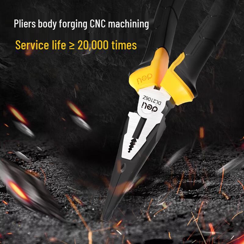 Deli 8-inch Chrome Vanadium Steel Needle Nose Pliers