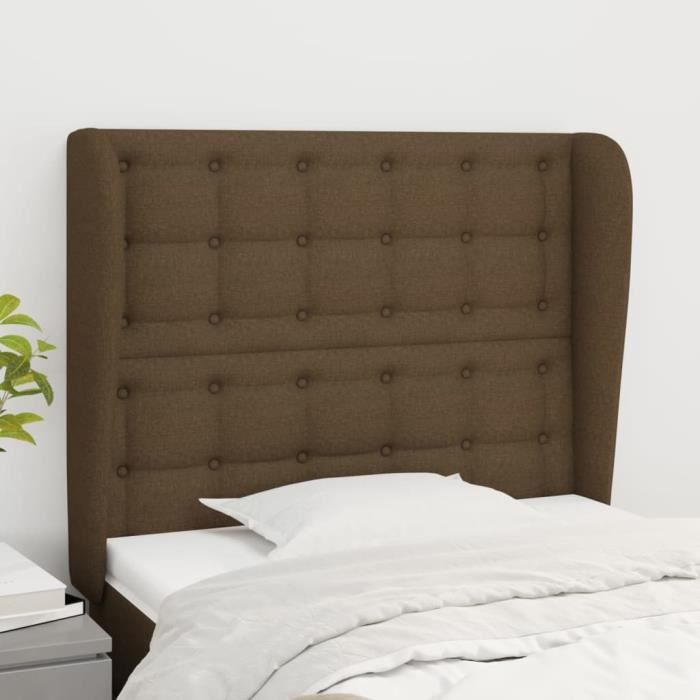 VidaXL Headboard with Ears Dark Brown 83x23x118-128 Cm Fabric3118367