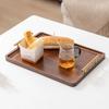 Vintage Nanmu Bamboo Tea Tray with Dual Metal Handles Kosher Je New Year & Festival Serving Platter for Cups/Cakes