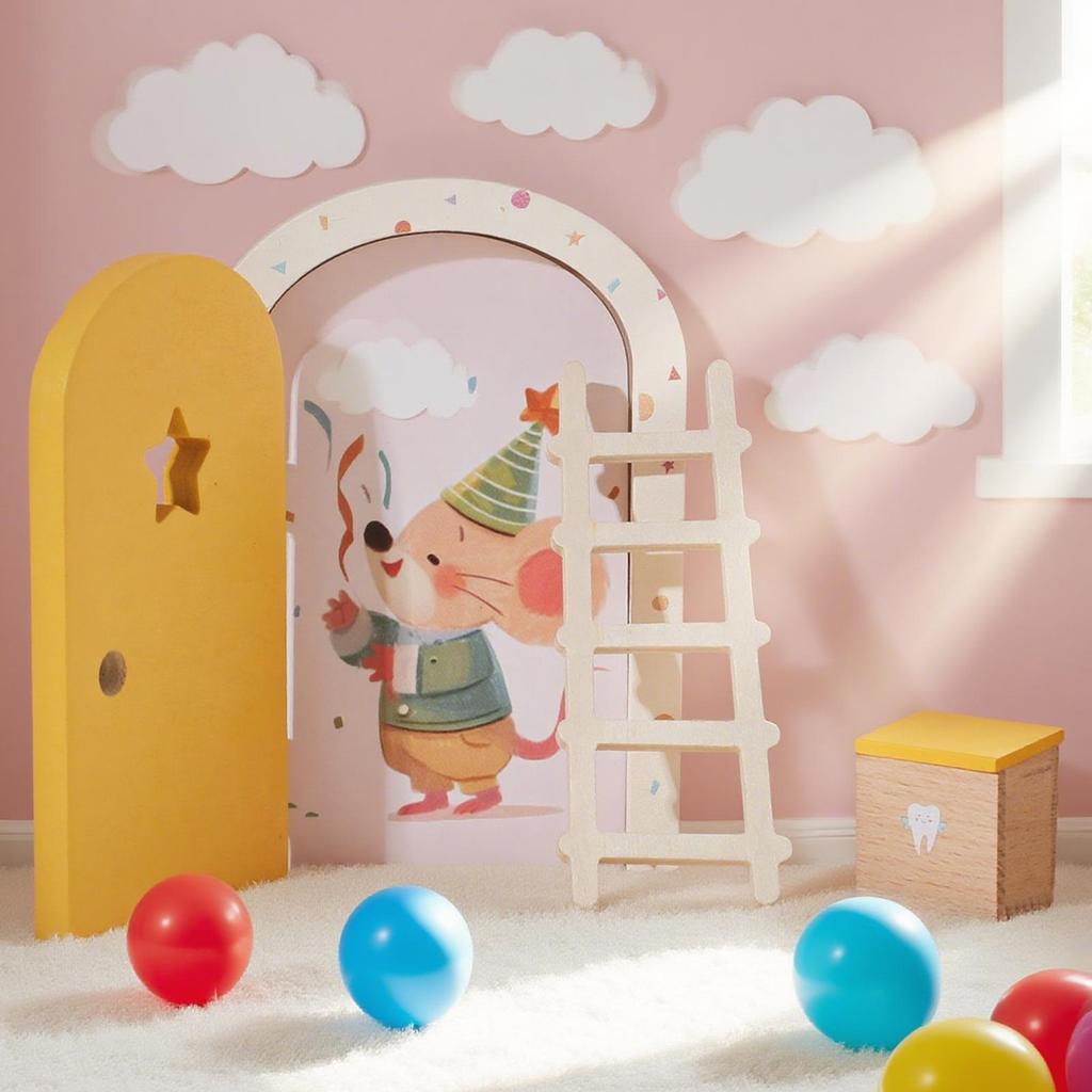 Fairy Door for Wall Wood Cartoon Fairy House Door Holiday Party Supplies for Thanksgiving Birthday School Room Offices Dormitory