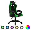 Day and Night - Day and Night Gaming Chair with RGB LED Lights Green and Black Synthetic Leather