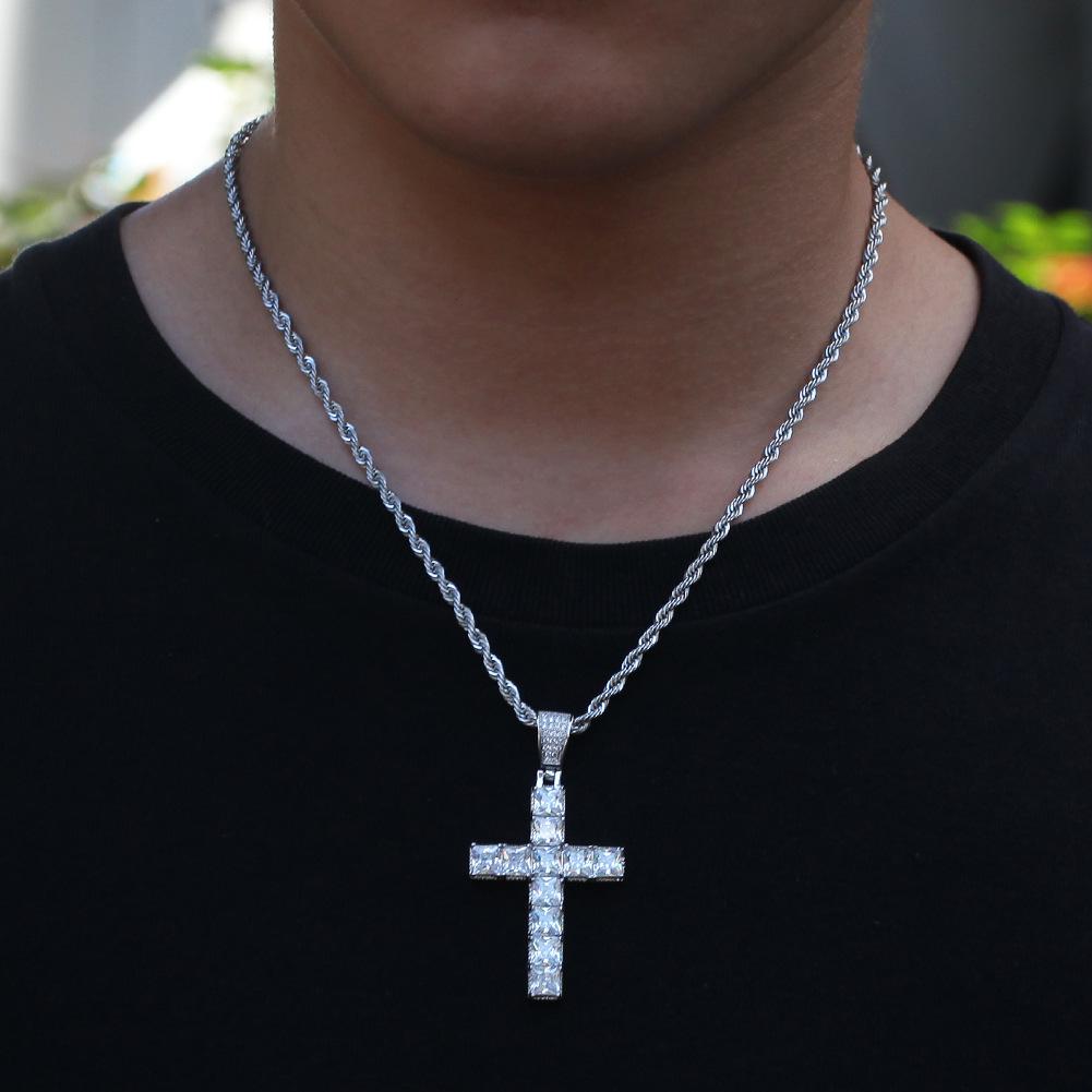 Zircon Cross Necklace: Hip Hop Punk Pendant for Men & Women