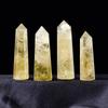 Unique Natural Crystal Beautiful Yellow Gem Home Decor Hexagonal Wand Column Energy Stone Pyramid