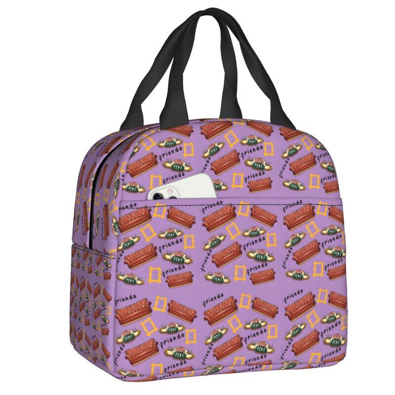 Custom Classic TV Show Friends Lunch Bag Men Women Thermal Cooler Insulated Lunch Box for Student School 22x20x13cm