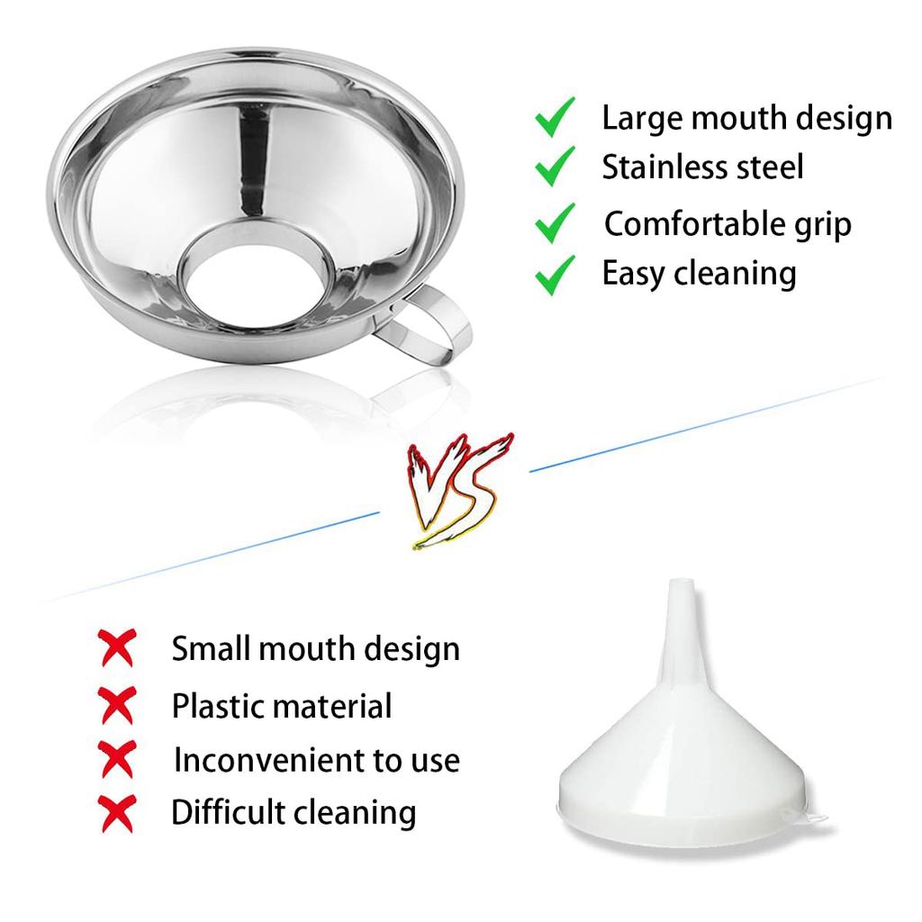 Stainless Steel Funnel Canning Funnel for Kitchen Use Kitchen Funnels Wide Mouth Funnel for Mason Jars Kitchen Tools