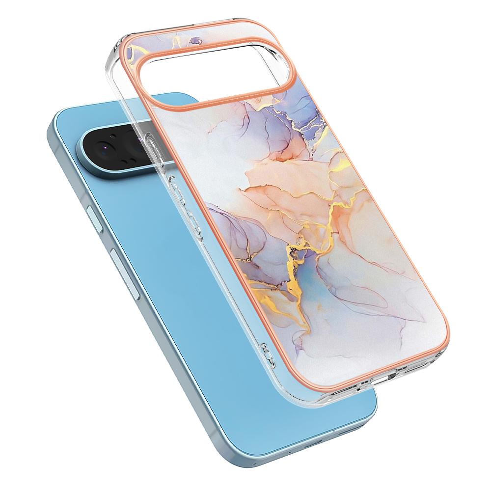

For Google Pixel 9 Pro XL Case with IMD Marble Flower Pattern TPU Mobile Back Cover A