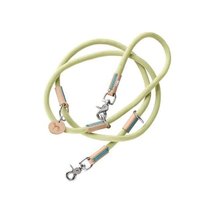 Laisse réglable pour chien - HUNTER - Malia - Menthe/Naturel - Corde souple - Cuir robuste