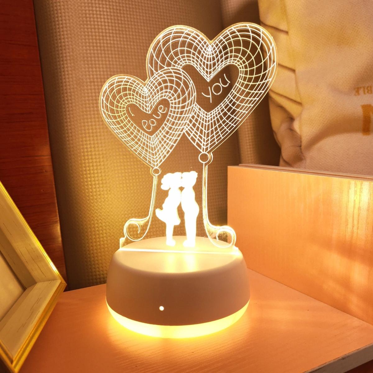 

монохромный теплый свет дизайн в форме сердца светодиодный ночник 3D стереоскопический ночник украшение комнаты в спальне атмосферный свет WHITE жёлтый