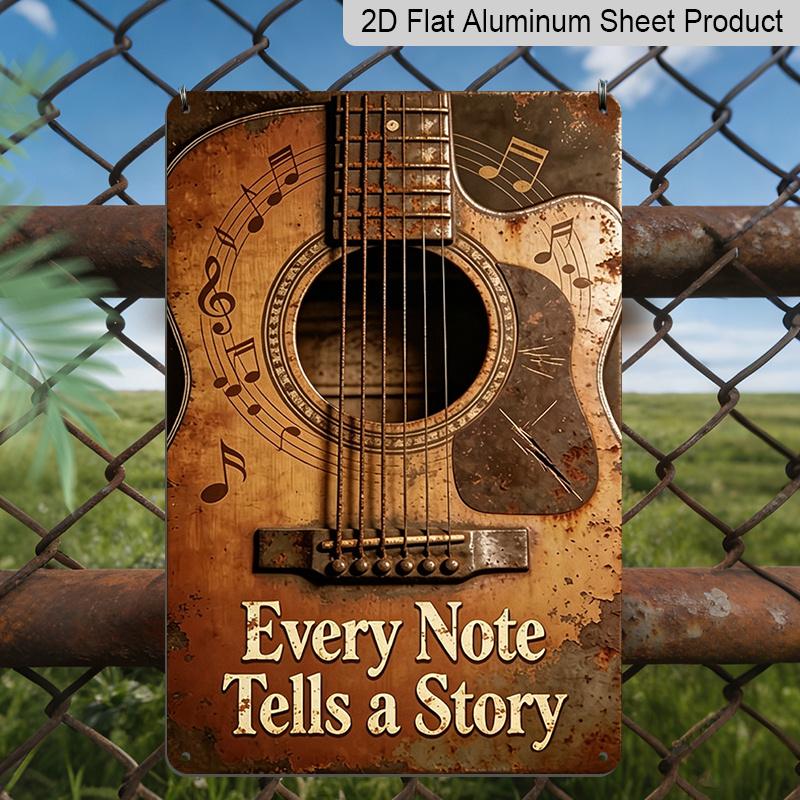 

2D Flat 1pc Rustic Guitar Notes Aluminum Art Decoration Every Note Tells A Story - An Ideal Gift for Music Enthusiasts for Weddings and Birthdays 20*30cm