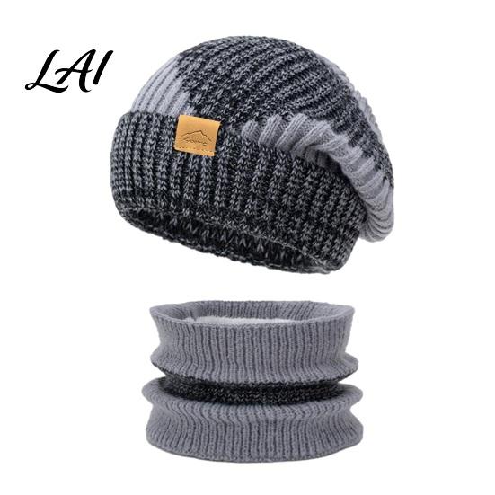 Comfortable Thermal Winter Gear Hat Neck Warmer Set Fleece Lined Knitted Hat Thickened Warm Stylish Gift for Her Knit And Scarf Women Cold