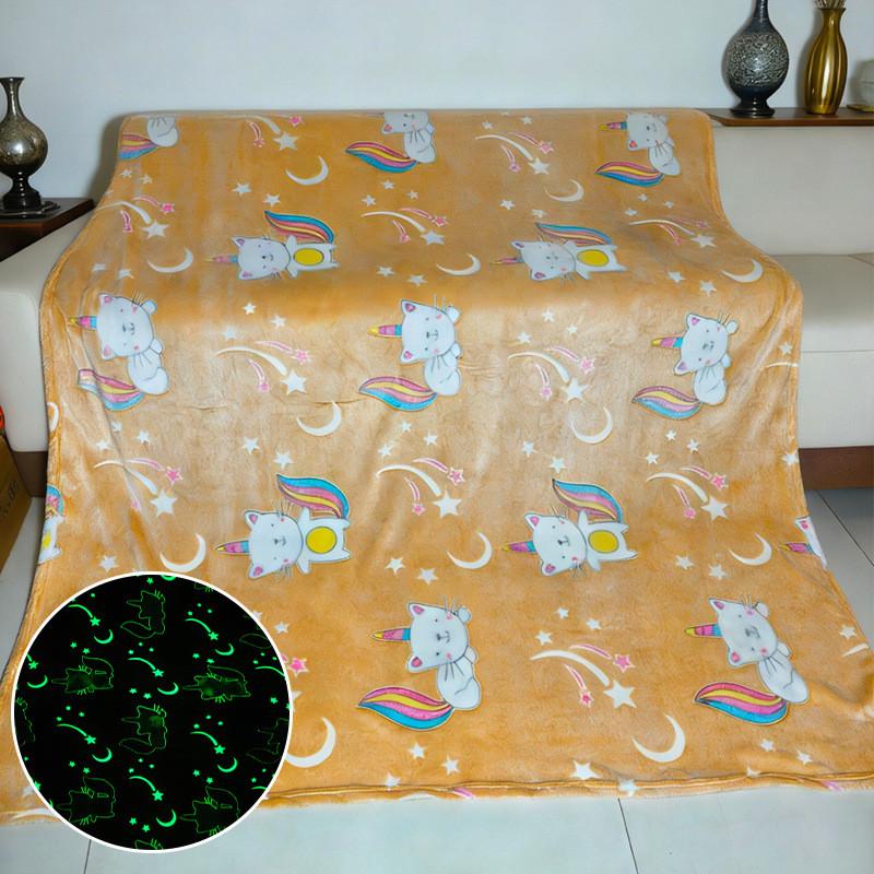 Cartoon Light Up Fleece Blanket With Glow Effect For Kids Bedroom Decor