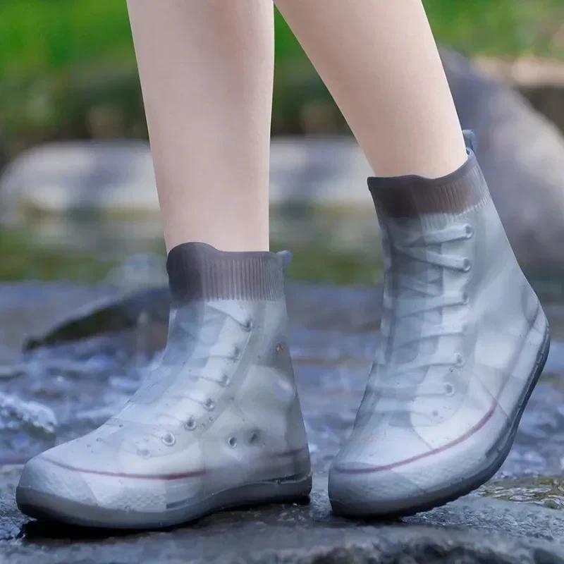 Waterproof Silicone Shoes Cover Rain Boots Cover Non slip Shoes Protector Outdoor Reusable Thickened Footwear Waterproof Tool