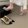 Summer Women's High-heeled Sandals With Rhinestones, Stiletto Heels, Pointed Toe, Open Toe Sandals