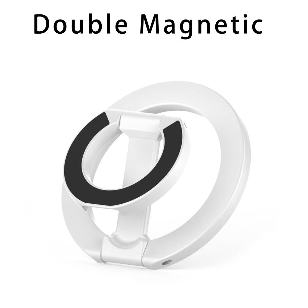 Double Magnetic Cell Phone Ring Holder Compatible with iPhone 16 12 13 14 15 Series MagSafe Removable Cell Phone Grip Kickstand