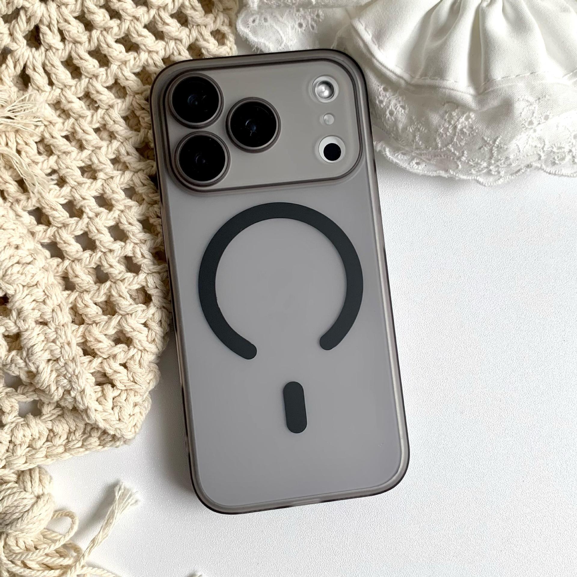 Magnetic Matte Translucent Phone Case, Shockproof Protective Cover with Camera Lens Protector for iPhone iPhone17Promax