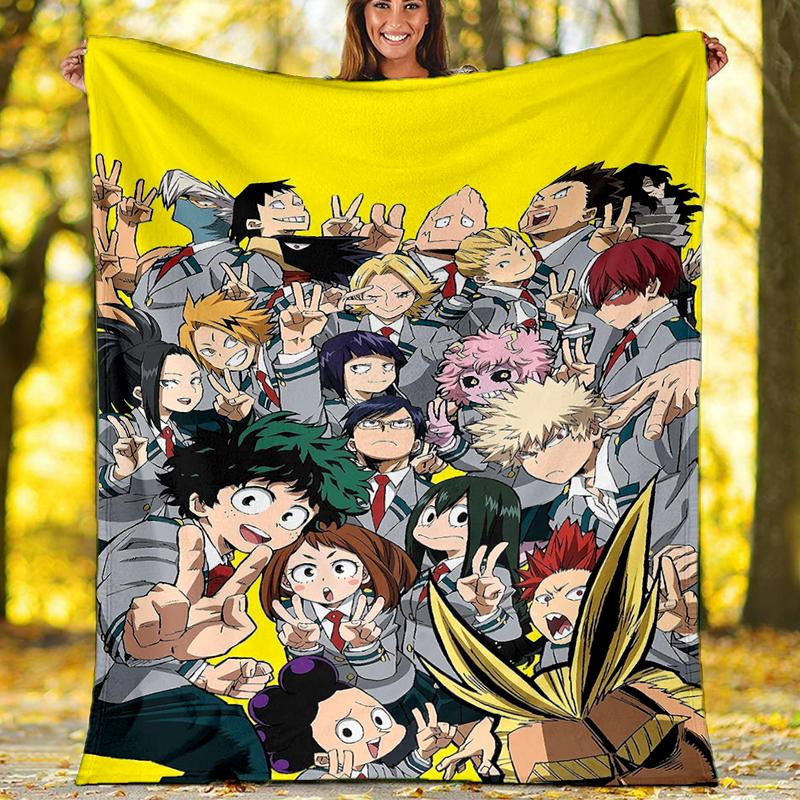 My Hero Academia Theme Printed Blanket - Perfect for Couch, Bed, Travel & Outdoor Use | Machine Washable, Cozy & Durable.