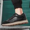 Luxury Black Casual Sneakers for Men Korean Style Street Men Platform Shoes Designer Leather Sports Shoes Men Chunky Sneakers