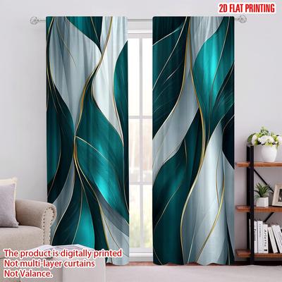 2 st 2D plattryck Festgardiner Modern stil Mörkläggande Polyester sommarfestdekorationer Perfekt för Klassrum   Kontor