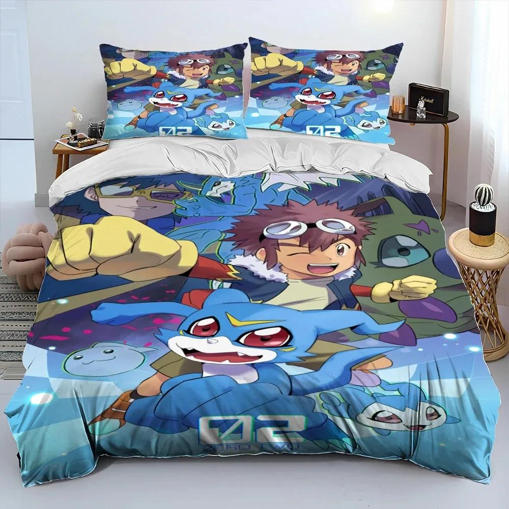Cartoon Anime Digimon Adventure Comforter Bedding Set,Duvet Cover Bed Set Quilt Cover Pillowcase,king Queen Size Bedding Set