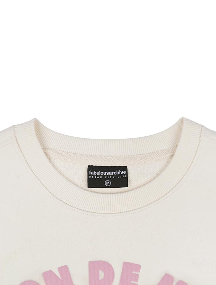 LA MAISON STUDIO Women'S Crop Little Bear Friends 3D Sweatshirt Cream (Fcd1Ts202W)