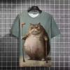Summer Short Sleeved 3D Printed Funny Fat Cat T-shirt Animal Short Sleeved T-shirt