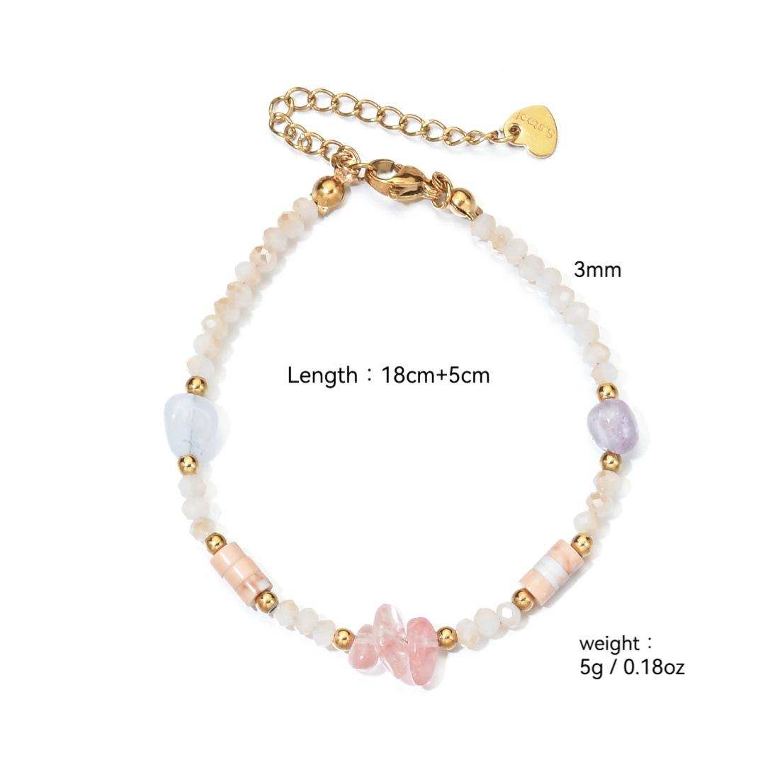 Очаровательный набор: Ожерелье и Браслет из Нержавеющей Стали с Хрустальными Бусинами