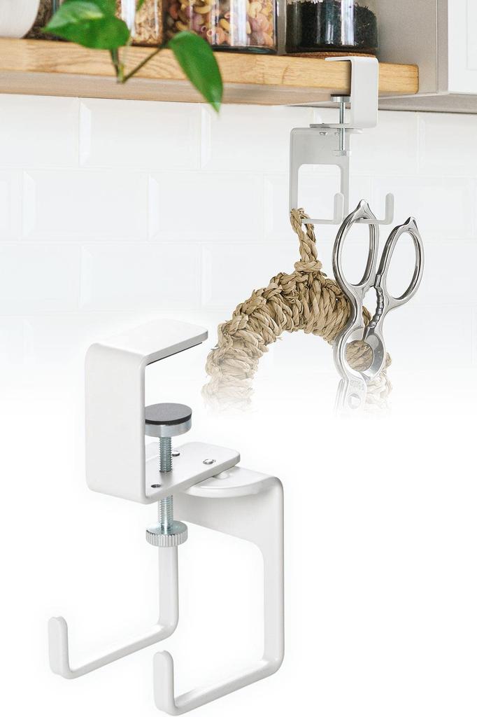 Sanwa Direct Desk Hook Clamp Headphone Hanger Load Capacity 3kg Steel Hooks 2 White 200-CB033W
