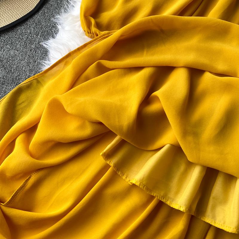 Gentle Style Dress Autumn SpringNew Female French Retro Square Collar Foreign Style Bubble Sleeve Chiffon Dresses