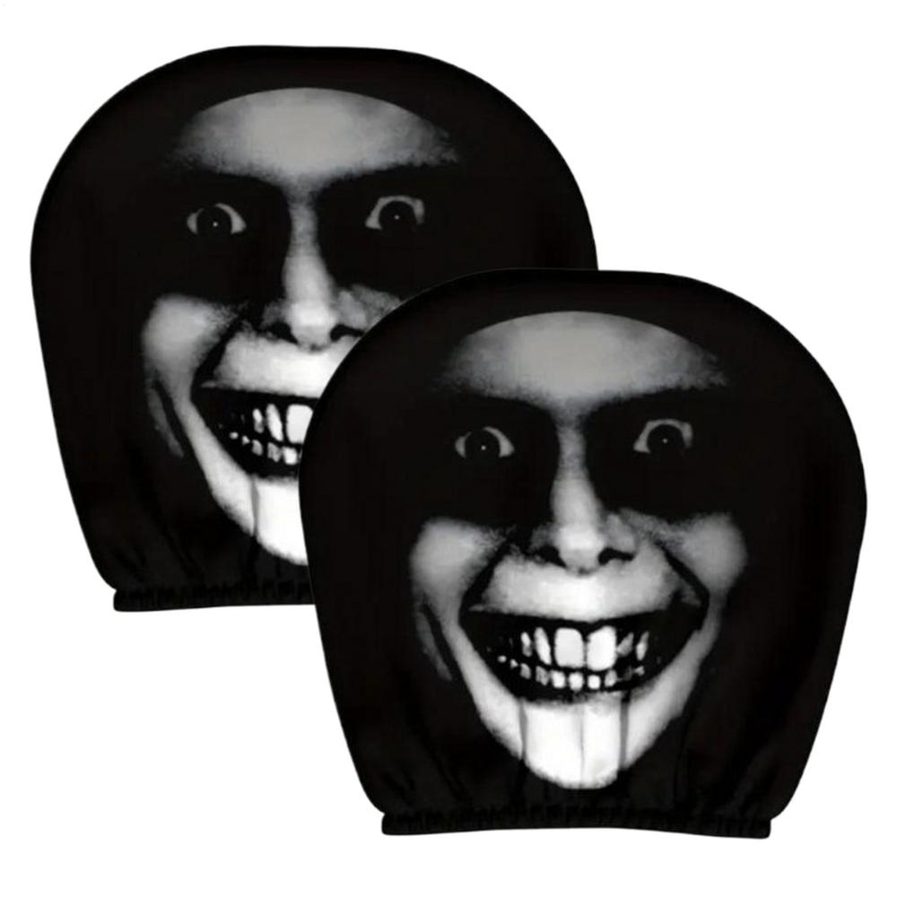 2PCS Funny Cartoon Eyes Headrest Covers, Car Front Seat Head Rest Decor Pillow for SUV Truck MPV RV, Auto Interior Accessories