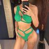 New Cut Out One Shoulder Bikini Female Swimsuit Two-pieces Bikini set High Leg Cut Bather Bathing Suit Swim Women Swimwear