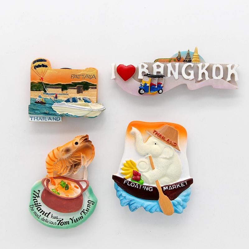 Thailand Pattaya Elephant Shrimp Soup 3D Magnetic Refrigerator Paste Souvenir Bangkok Fridge Magnets Collection  Home Decoration