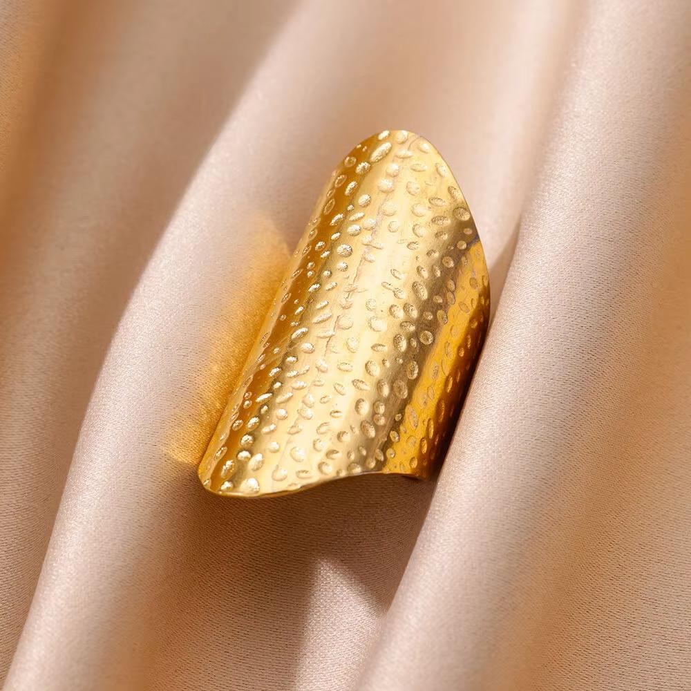 Stainless Steel Multi-Layer Hollow Ring For Women Men Gold Color Broad Surface Finger Jewelry Anillos Couple Wedding Flower Gift