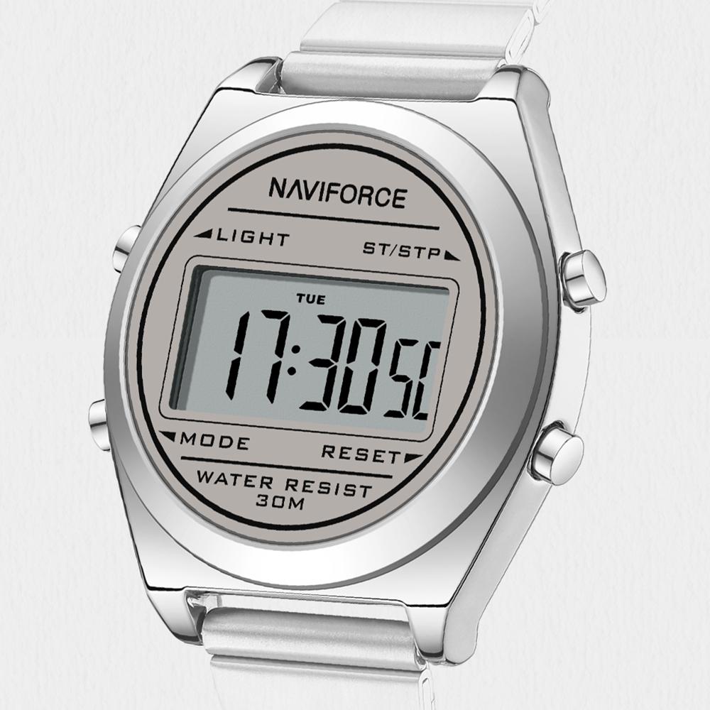 Naviforce Original Women Digital Watch Stainless Steel Strap Waterproof Calendar Chronograph Night Pattern Lady Girl Casual Fashion Watch NF5066