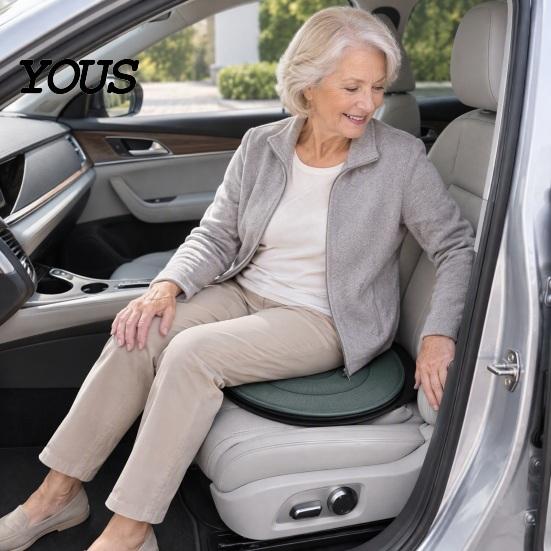 Portable Swivel Seat for Vehicles 360 Degree Rotating Car Cushion, Breathable Mesh Pad Ergonomic Elderly Pregnant, Non-Slip Mobility Aid Auto