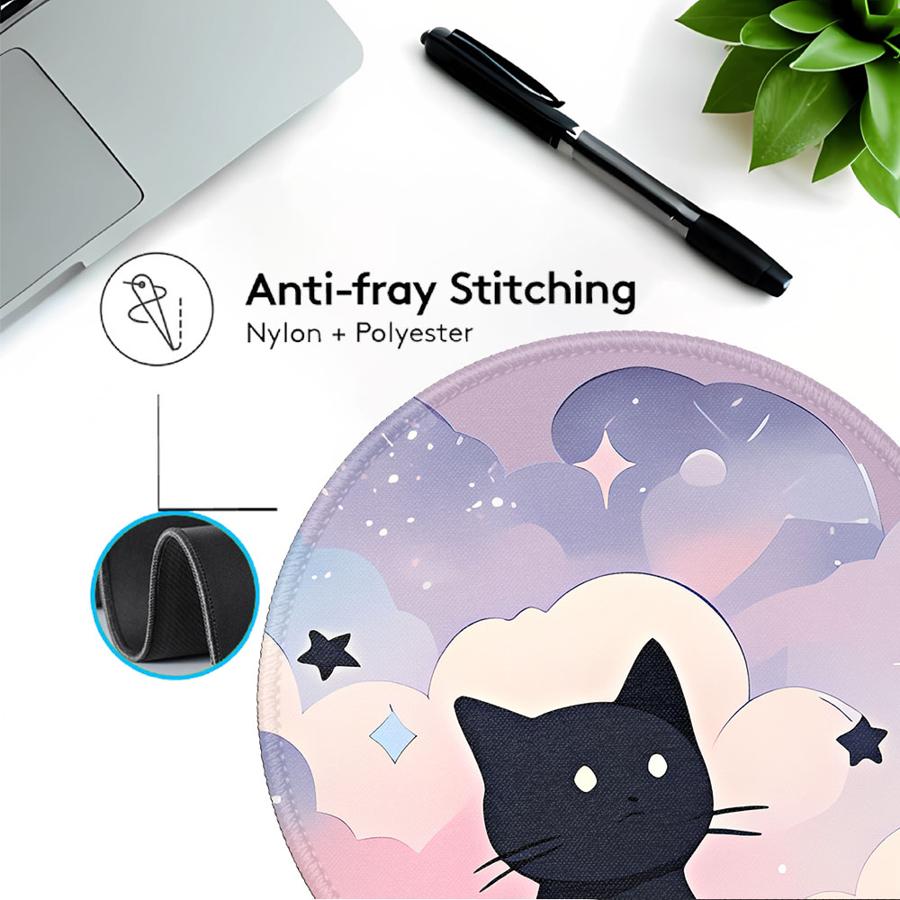 Anti Slip 1pc Mouse Pad Game Console Pad Computer Laptop Pad Keyboard Mouse Pad Office Pad Desk Accessories Black Cat Starry