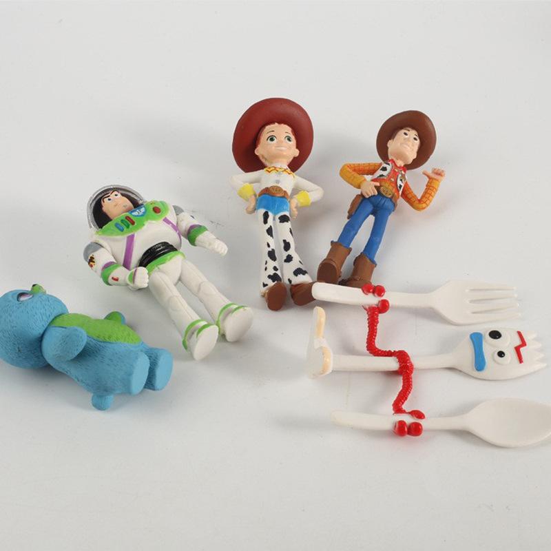 Disney 7 Pieces/set Toy Story Doll Toy Woody Jesse Buzz Lightyear Forked Pig Bear Statue Model Doll Statue Birthday Gift