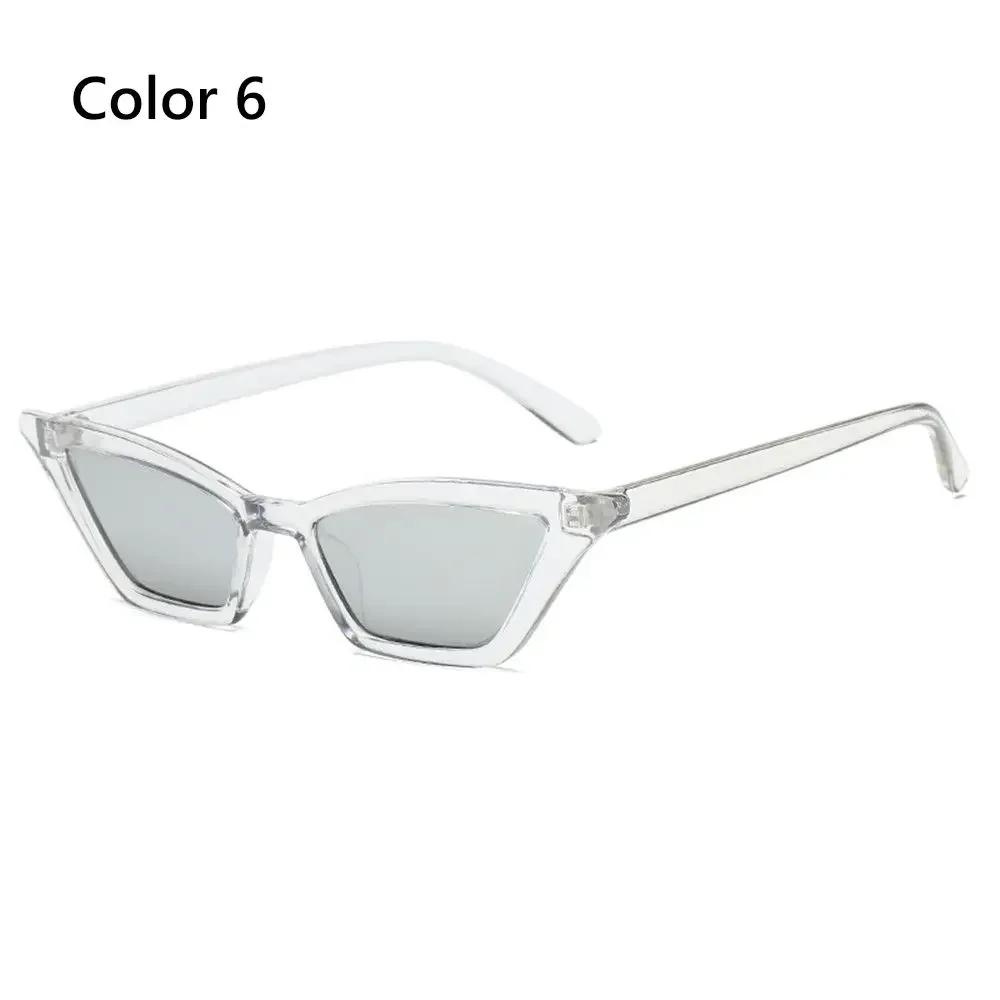 1PC Women Vintage Narrow Box Sunglasses Fashion Cat Eye Oval Small Frame Sun Glasses UV400 Street Summer Decoration Eyewear