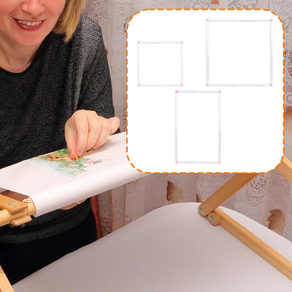Rectangular Embroidery Hoop PVC Snap Frame Sewing Tools for Beginner DIY Cross Stitch Kit