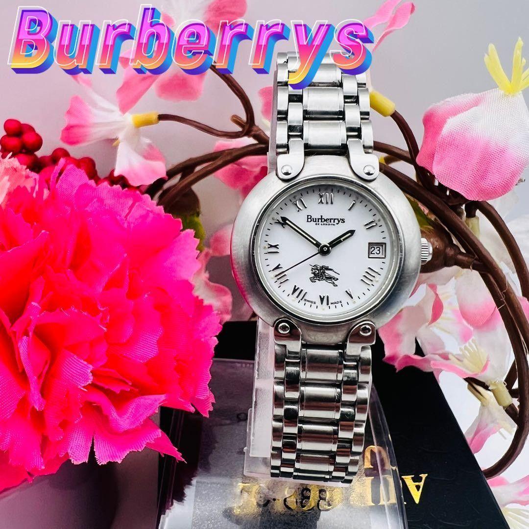 Used [Works OK] Burberry Watch 11000G Knight Logo Date Silver
