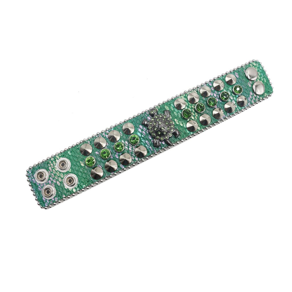 Amerikanisches Strassnietenarmband Armband Schildkröte Verziert Punk Goth Personalisierter Schmuck