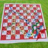 Portable PVC Snake Ladder Chessboard Game Mat - Includes Inflatable Snakes & Dice Outdoor Travel Board Game for Family Fun