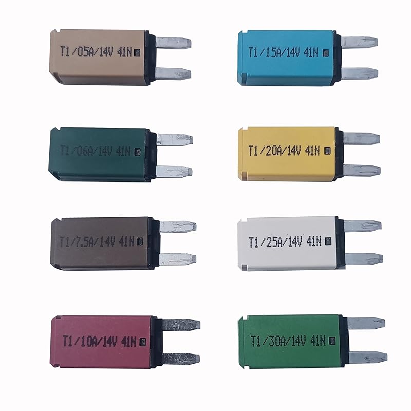 28V DC Manual Reset Fuse Mini Blade-Style Reset Circuit Breaker Fuse for Breaker Automotive Marine 8PCS Mixed (5A,6A,7.5A,10A,15A,20A,25A,30A)