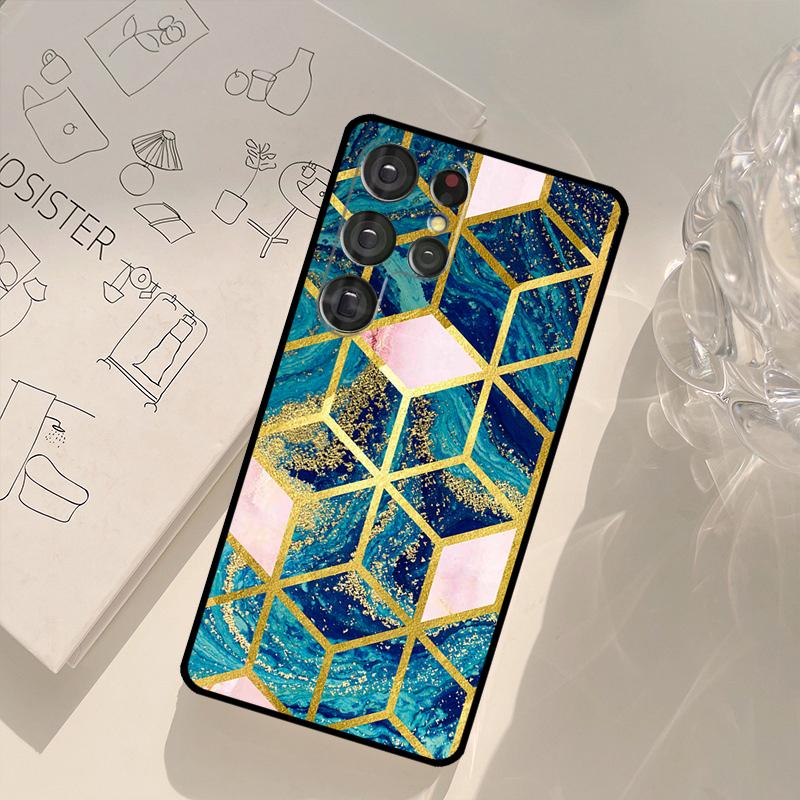 Marble Geometric Phone Case For Samsung Galaxy S25 S26 Ultra S20 S21 S22 S23 S24 Plus S10 S25 FE Back Cover