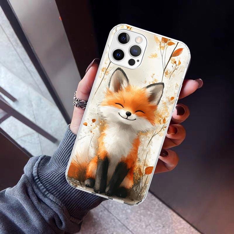 Animal Fox Phone Case For iPhone 17 Air 11 13 Mini 14 15 Plus 16 12 Pro Max 16E SE 7 8 Pattern Soft TPU Back Cover 13 12 Mini 1