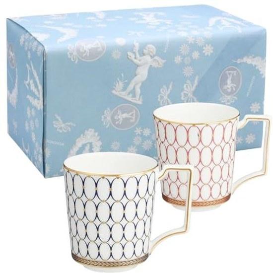 Wedgwood Officiële Bruiloftsinpakking Renaissance Goud Mokbeker Paar 300ml Roze Blauw Servies Cadeau Feest Cadeau Paar Geïmporteerd Product