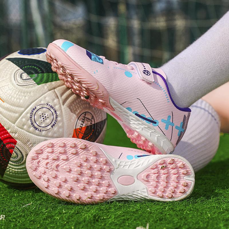 Children's football shoes Velcro boys and girls elementary school students artificial turf non-slip training shoes