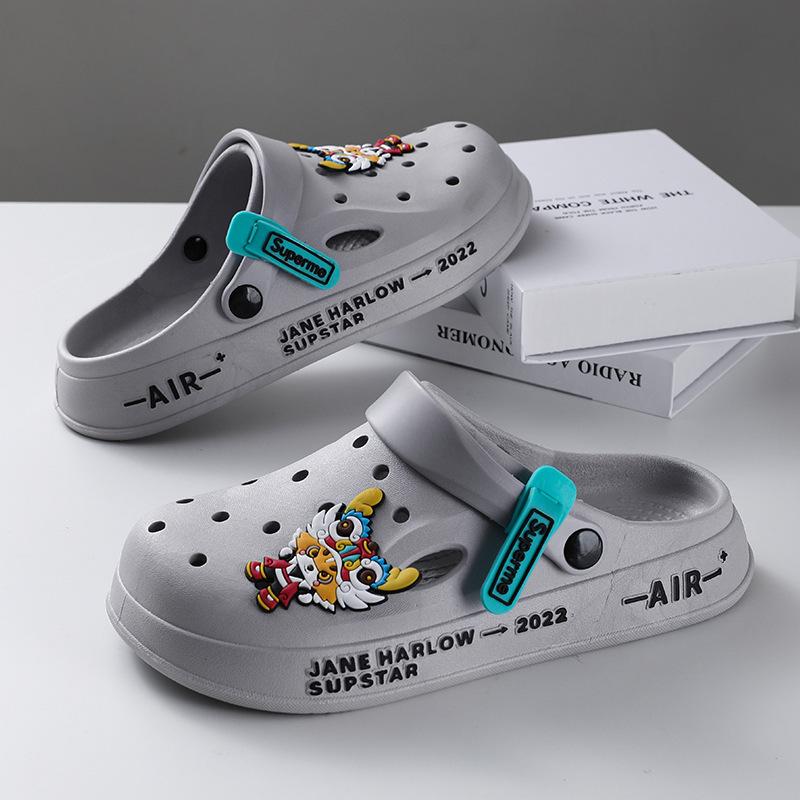 Hole Shoes Men's New Year Couple Platform Slippers Bag Head Sandals Non-slip Casual Soft-soled Beach Shoes Men