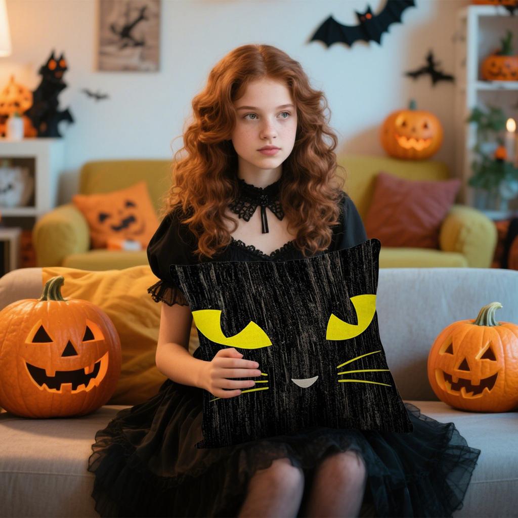 Home Decoration Halloween Theme Funny Face Printing Pattern Cushion Covers For Sofa Bedroom Car Pillow Covers