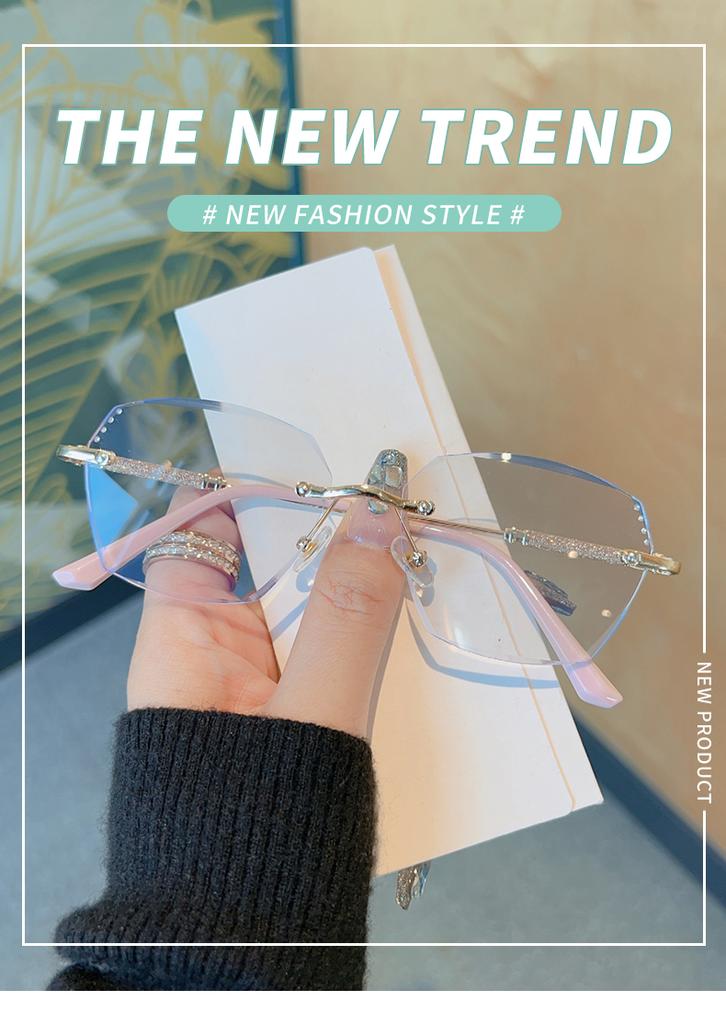 Rimless Square Reading Glasses Blue Light Blocking Computer Eyeglasses Fashion Reader Women Men Eyewear