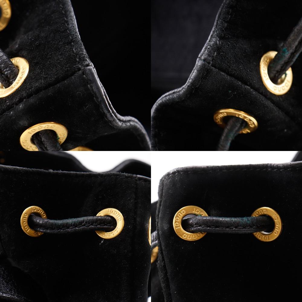 GUCCI Bamboo Backpack Daypack Old Gucci black Suede Women Used